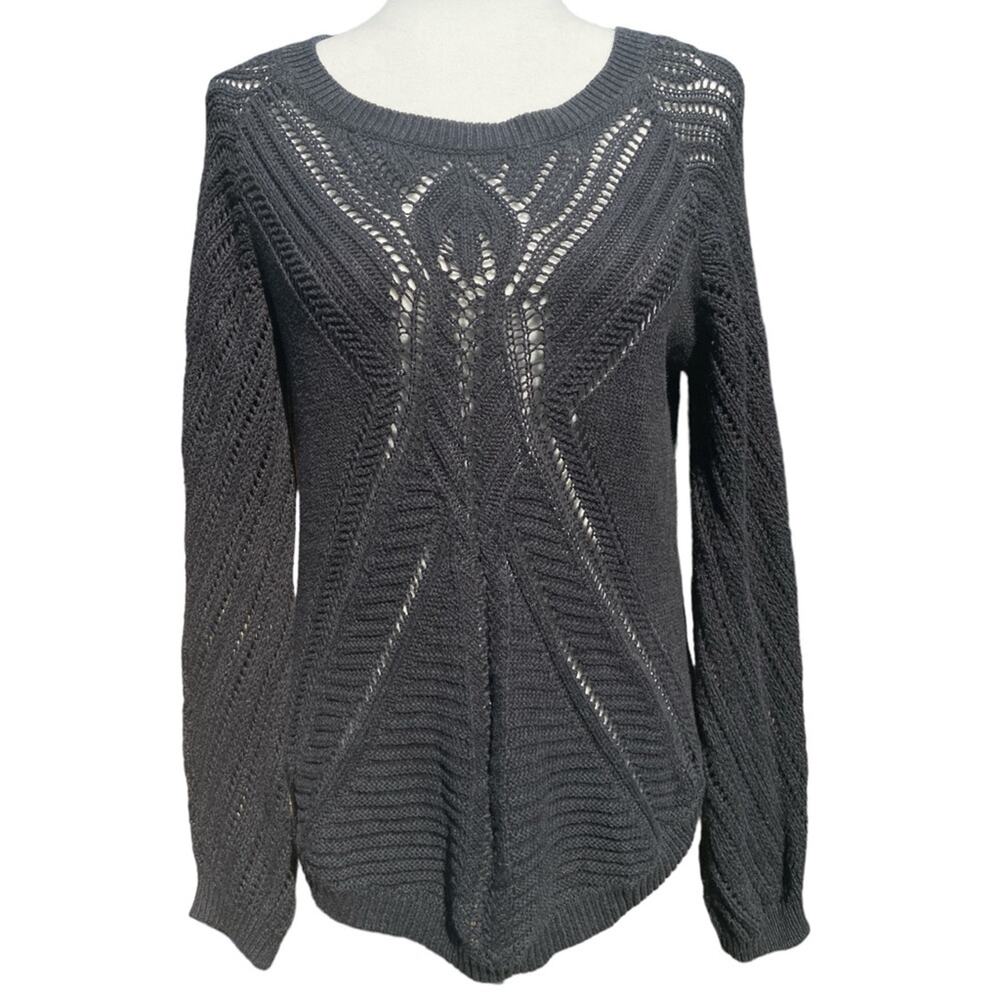 Jeanne Pierre Navy Blue Open Knit‎ Sweater size Medium